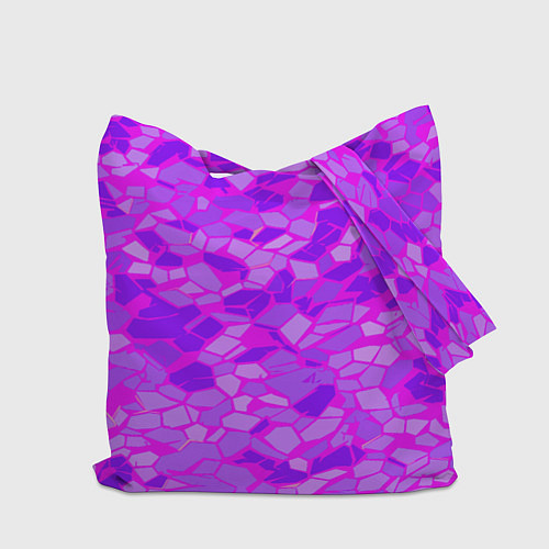 Сумка-шоппер Фиолетовые плитки на розовом фоне / 3D-принт – фото 2