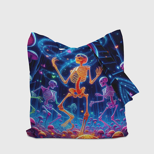 Сумка-шоппер Танец неоновых скелетов под грибами / 3D-принт – фото 2