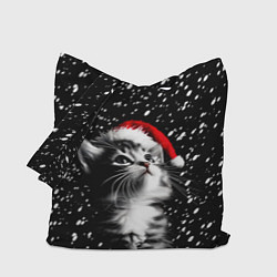 Сумка-шопер Милый котенок - первый снег, цвет: 3D-принт
