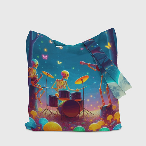 Сумка-шоппер Квинтет скелетов музицирует на грибной поляне / 3D-принт – фото 2