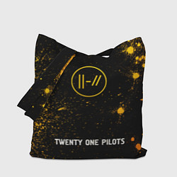 Сумка-шопер Twenty One Pilots - gold gradient по-центру, цвет: 3D-принт