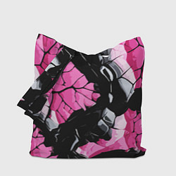 Сумка-шопер Чёрные линии на чёрно-розовом фоне, цвет: 3D-принт
