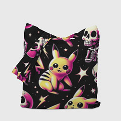 Сумка-шопер Pikachu and skeletons - pattern, цвет: 3D-принт