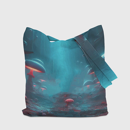 Сумка-шоппер Морти и Рик в сказочном неоновом грибном лесу / 3D-принт – фото 2