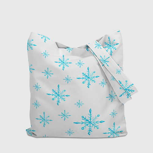 Сумка-шоппер Зимний узор из снежинок / 3D-принт – фото 2