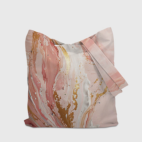 Сумка-шоппер Брызги розовых и золотых красок в хаотичных узорах / 3D-принт – фото 2