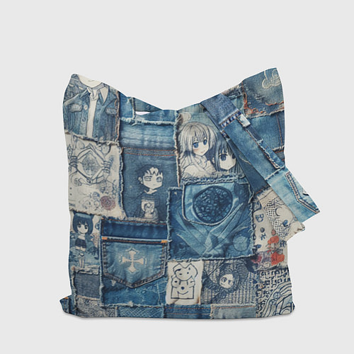 Сумка-шоппер Персонажи аниме на пэчворк / 3D-принт – фото 2