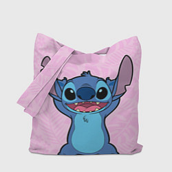 Сумка-шоппер Stitch on a pink background