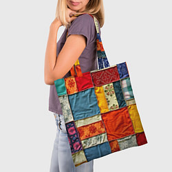 Сумка-шопер Пэчворк из ярких тканей, цвет: 3D-принт — фото 2
