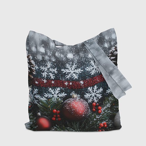 Сумка-шоппер Новогодние снежинки / 3D-принт – фото 2