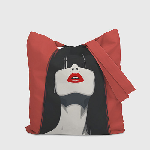 Сумка-шоппер Девушка на красном фоне / 3D-принт – фото 2