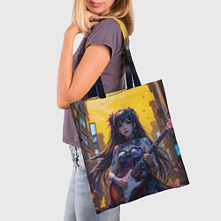 Сумка-шопер Аниме девушка с электрогитарой, цвет: 3D-принт — фото 2