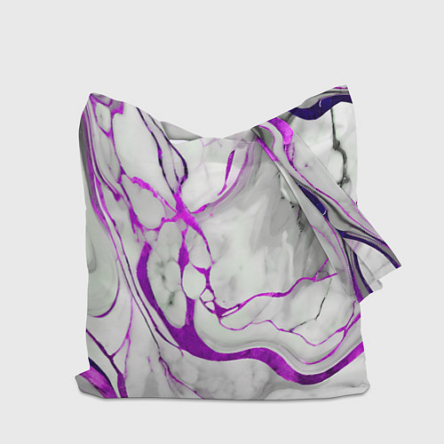 Сумка-шоппер Фиолетово-белый мрамор / 3D-принт – фото 2