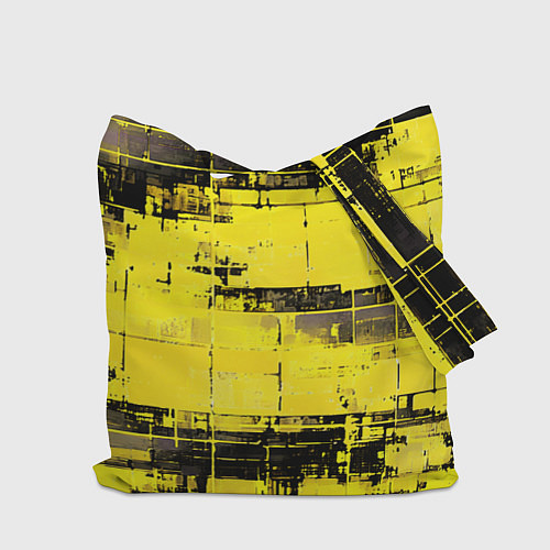 Сумка-шоппер Чёрно-жёлтый техно-паттерн / 3D-принт – фото 2
