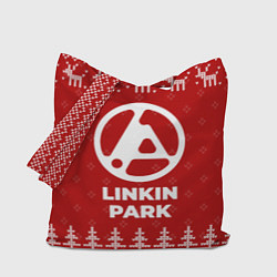 Сумка-шопер Новогодний Linkin Park 2024 с оленями, цвет: 3D-принт