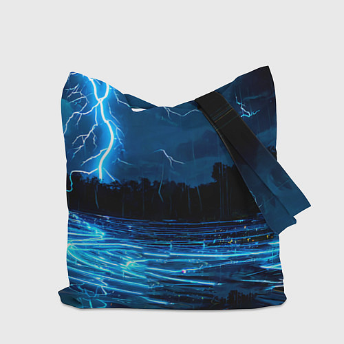 Сумка-шоппер Лебедь на пруду в гразу / 3D-принт – фото 2