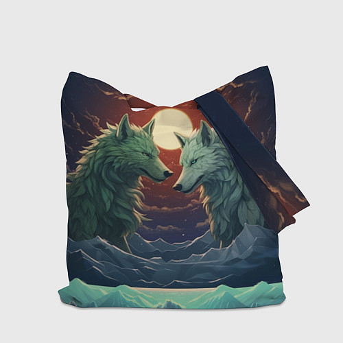 Сумка-шоппер Волк и волчица / 3D-принт – фото 2