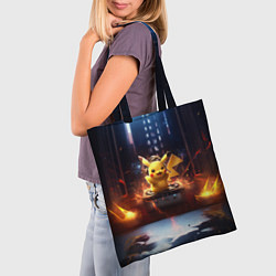 Сумка-шопер Пикачу на диджейской стойке, цвет: 3D-принт — фото 2