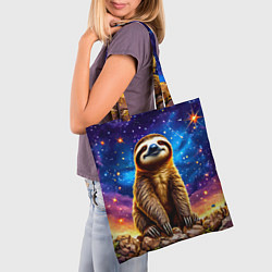 Сумка-шопер Ленивец и звездное небо, цвет: 3D-принт — фото 2