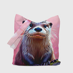 Сумка-шопер Выдра в розовом цвете, цвет: 3D-принт