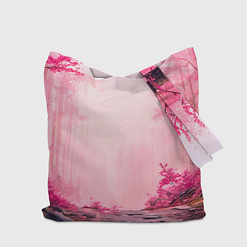 Сумка-шоппер Лось в розовом лесу / 3D-принт – фото 2