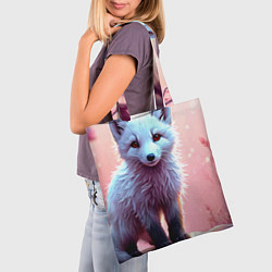 Сумка-шопер Песец в розовом лесу, цвет: 3D-принт — фото 2