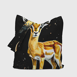 Сумка-шопер Газель на черном, цвет: 3D-принт