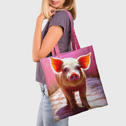 Сумка-шопер Поросенок в розовом, цвет: 3D-принт — фото 2