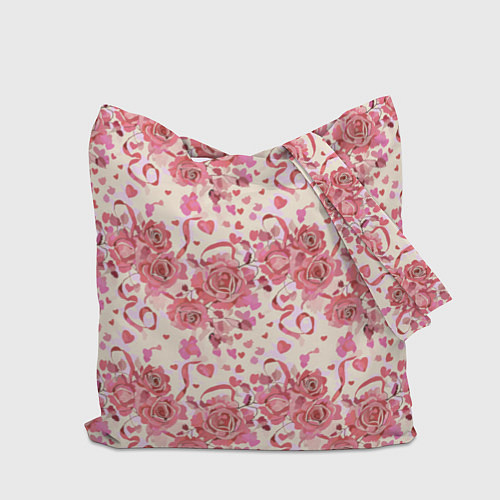Сумка-шоппер Букеты роз с сердечками / 3D-принт – фото 2