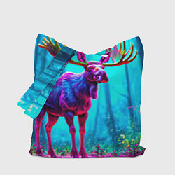 Сумка-шопер Лось в сереневом свете, цвет: 3D-принт