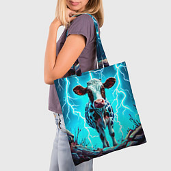 Сумка-шопер Корова в разрядах молнии, цвет: 3D-принт — фото 2