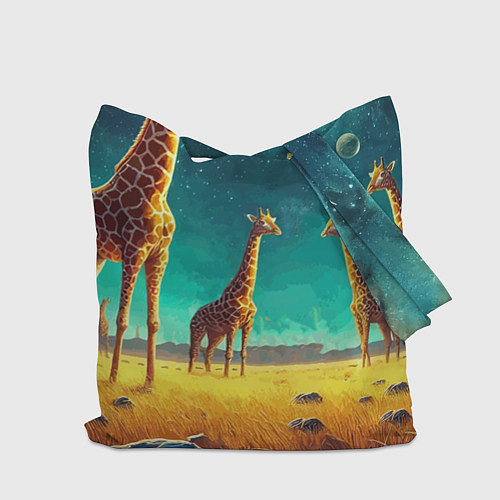 Сумка-шоппер Рик и Морти на планете жирафов - нейроарт / 3D-принт – фото 2