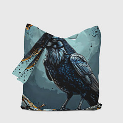 Сумка-шопер Черный ворон на черном, цвет: 3D-принт