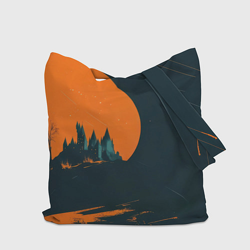 Сумка-шоппер Гарри Поттер черно-оранжевый фон / 3D-принт – фото 2