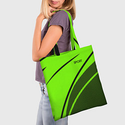 Сумка-шопер Sport ярко-зелёный с чёрным точечный, цвет: 3D-принт — фото 2