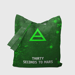 Сумка-шопер Thirty Seconds to Mars - green gradient по-центру, цвет: 3D-принт