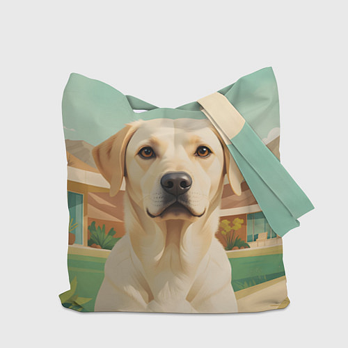 Сумка-шоппер Лабрадор на фоне пальм / 3D-принт – фото 2