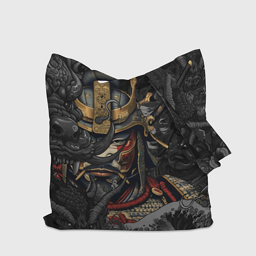 Сумка-шоппер Самурай и драконы в стиле ирезуми / 3D-принт – фото 2