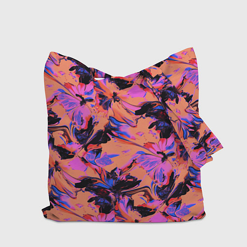 Сумка-шоппер Абстрактные цветы - текучая краска / 3D-принт – фото 2
