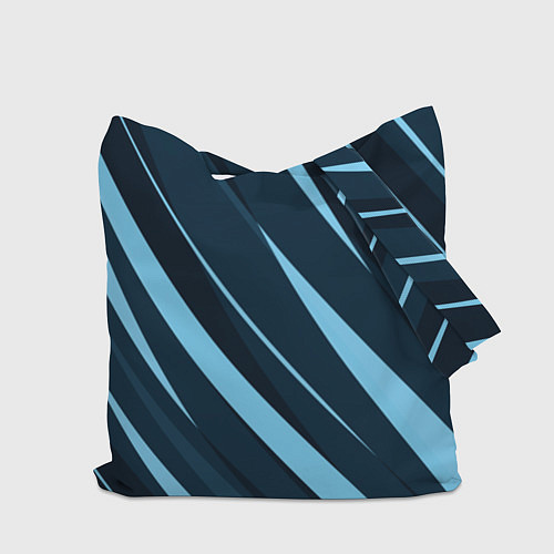 Сумка-шоппер Тёмный бирюзовый контрастные полосы / 3D-принт – фото 2