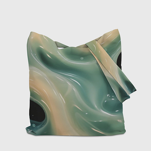 Сумка-шоппер Лазурная слизь на черном текстура / 3D-принт – фото 2