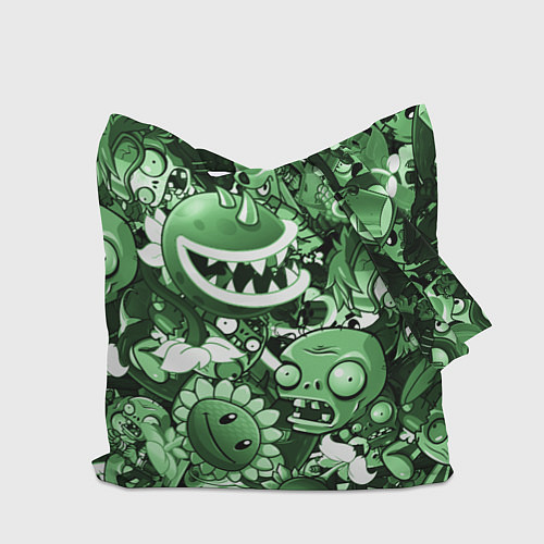 Сумка-шоппер Растения против зомби в зеленом цвете / 3D-принт – фото 2