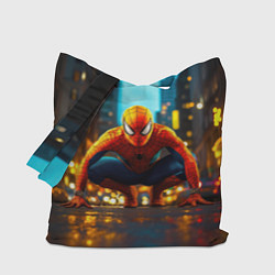 Сумка-шопер Человек паук на старте, цвет: 3D-принт