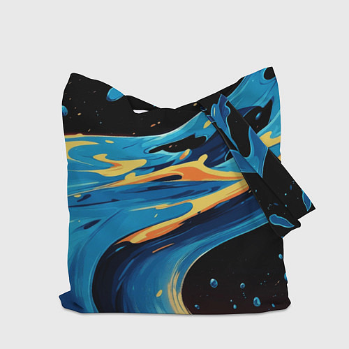 Сумка-шоппер Синяя волна из красок / 3D-принт – фото 2