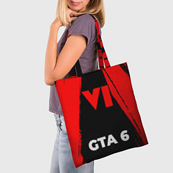 Сумка-шопер GTA 6 - red gradient по-центру, цвет: 3D-принт — фото 2
