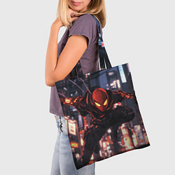 Сумка-шопер Человек паук в черном, цвет: 3D-принт — фото 2