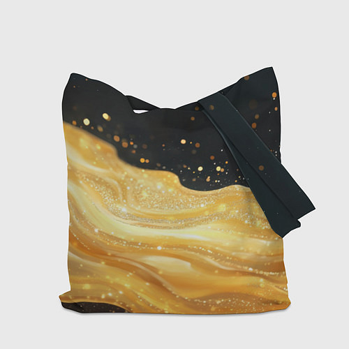 Сумка-шоппер Золотистая материя на черном фоне / 3D-принт – фото 2