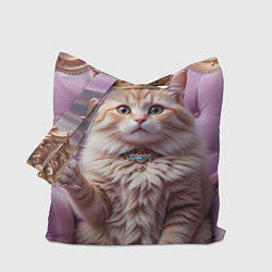 Сумка-шопер Кот с короной и шампанским, цвет: 3D-принт