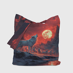 Сумка-шопер Белый волк воет на луну, цвет: 3D-принт