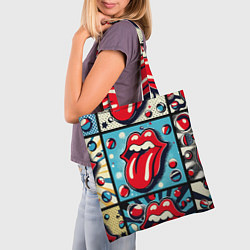 Сумка-шопер Rolling Stones logo - pop art, цвет: 3D-принт — фото 2